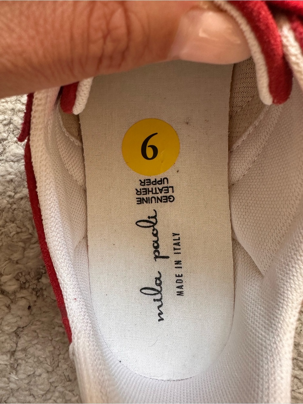 Mila Paoli Red Suede Sneakers with White Stripe - Picture 7 of 8